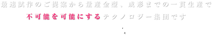 最速試作のご提案から量産金型、成形までの一貫生産で不可能を可能にするテクノロジー集団です